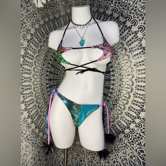 REVERSIBLE Star Bikini outfit Sacred Geometry Holographic festival RAVE patch - Picture 1 of 4